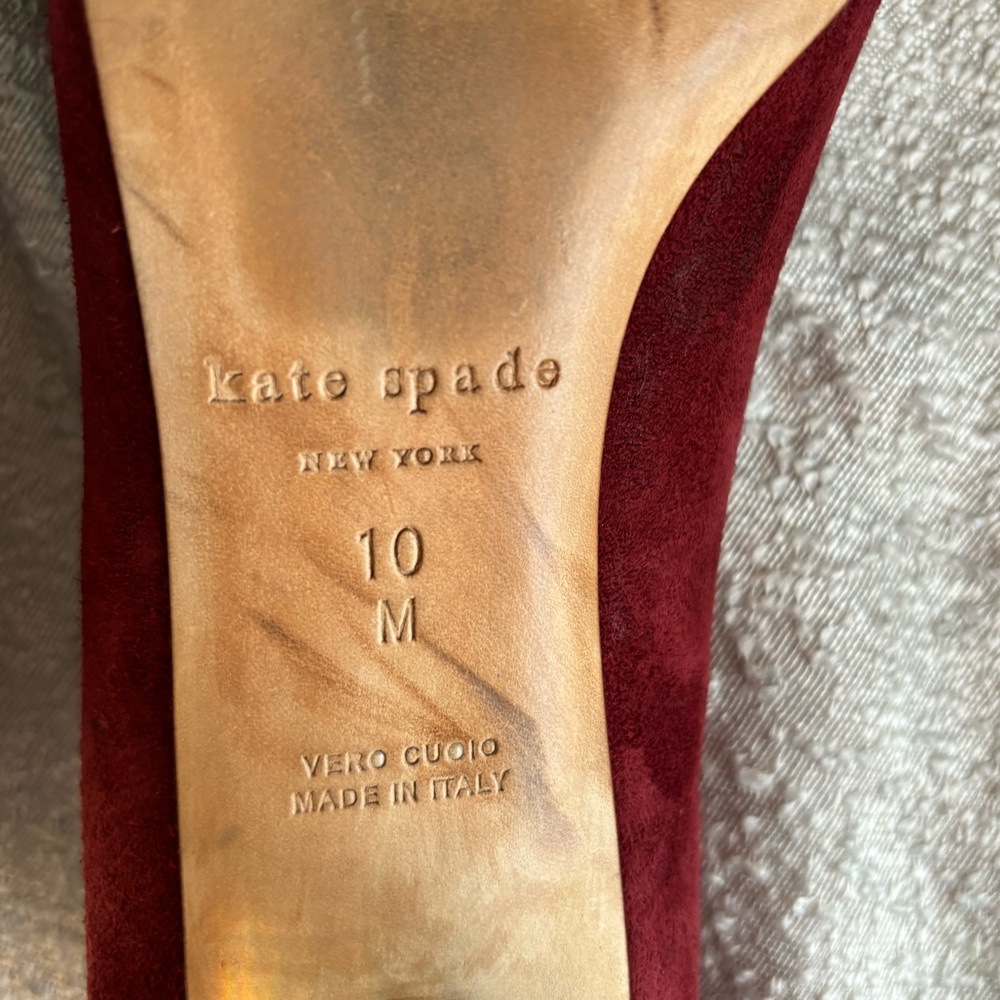 Pointed Toe Block Heel Pumps in Burgundy Suede - Picture 5 of 13